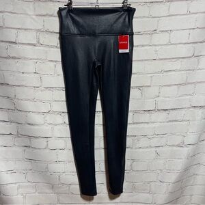 Spanx Womens Faux Leather Black Leggings Pants 2437 Size Medium New